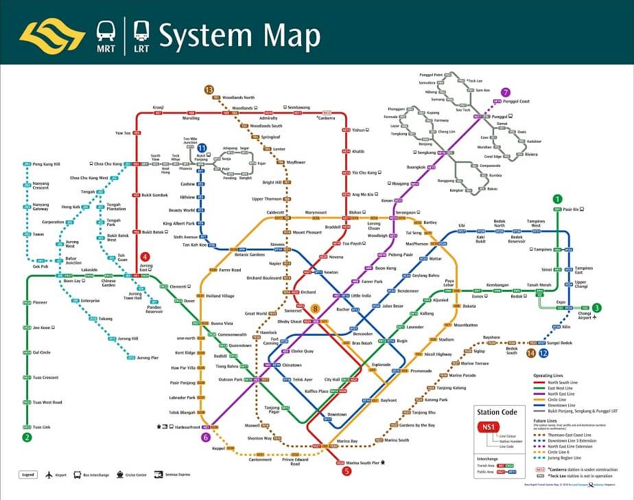 Cập nhật bản đồ tàu điện ngầm Singapore: \