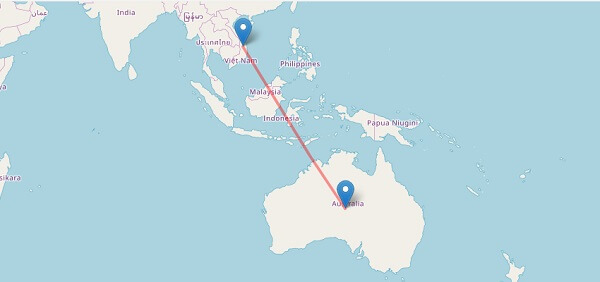 Khoảng cách từ Việt Nam sang Úc bao nhiêu?