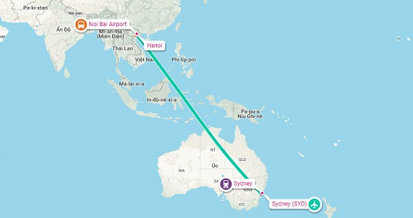 Thời gian bay từ Việt Nam sang Úc bao nhiêu?