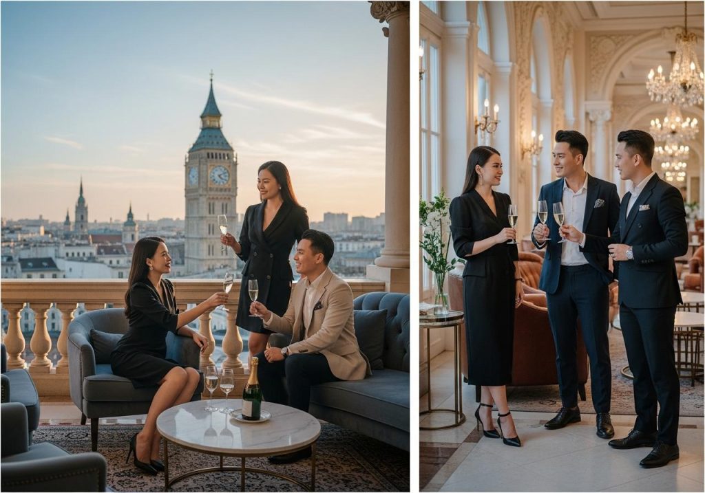 tour châu Âu khách sạn 4 5 sao trung tâm