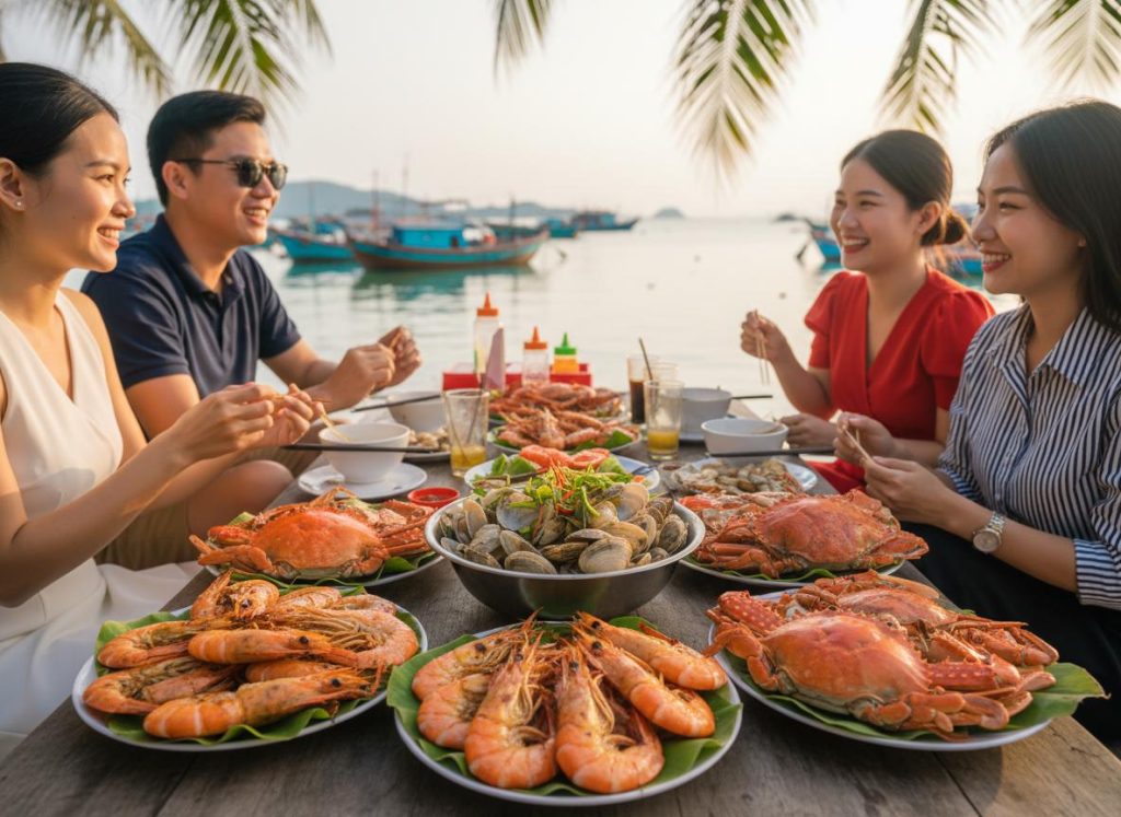 ăn hải sản làng chài hàm ninh giá rẻ